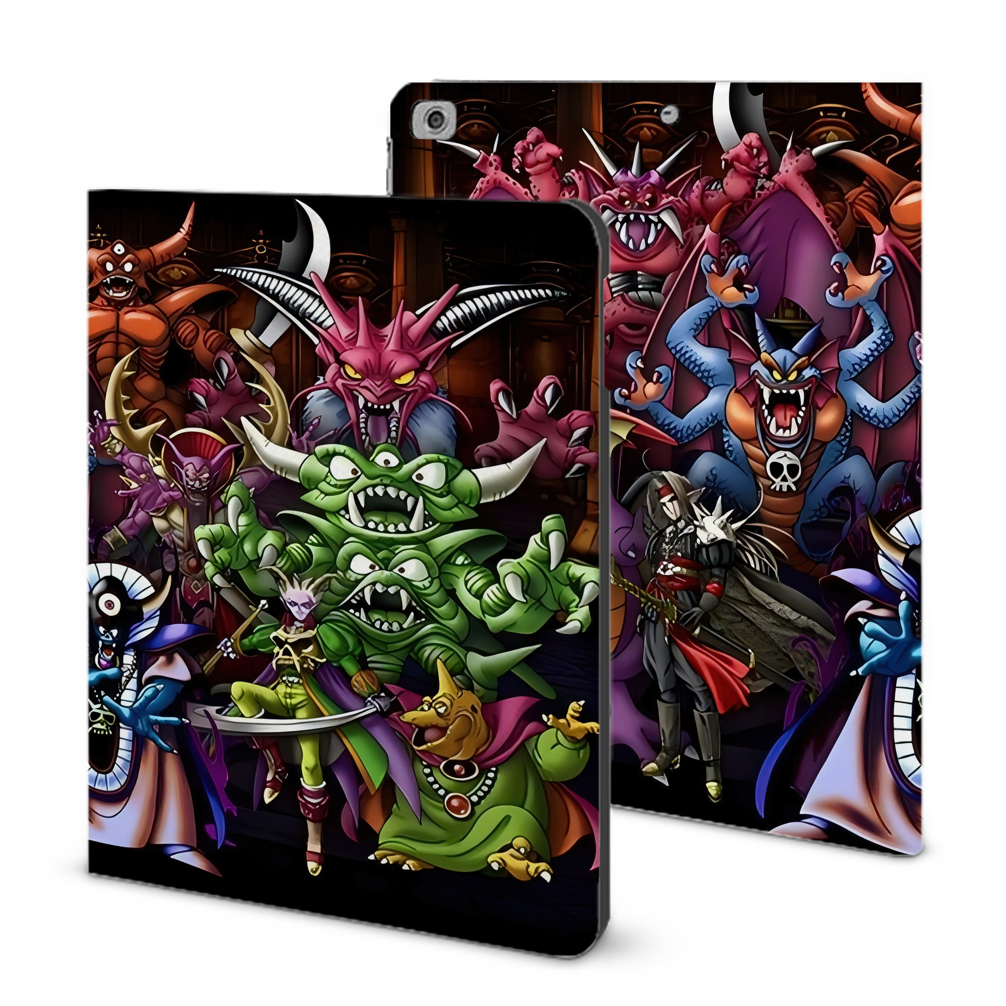 （画像用） ドラゴンクエスト Doragon Kuesuto Dragon Quest IPad ケース ブック型 PUレザー TPU 耐衝撃 軽量 薄型 ペン収納なし 全面保護 IPad 各モデル対応